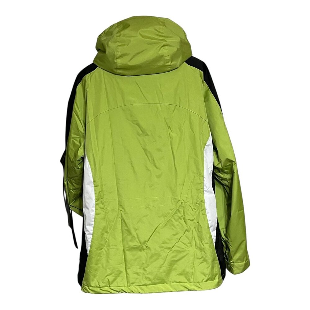 SB Active Bright Green & Black Hooded Winter Jacket Large 100% Polyester Quilte - Picture 2 of 15